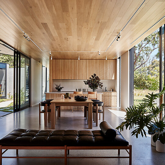 Interior photograph of Mount Martha courtyard  house by Peter Bennetts