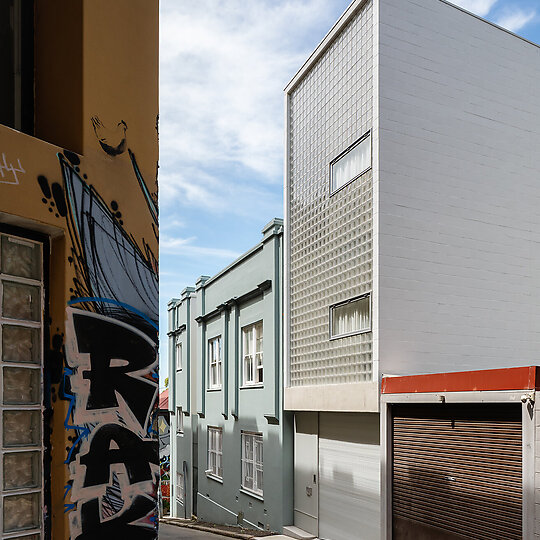 Interior photograph of Laneway Glass House by Katherine Lu