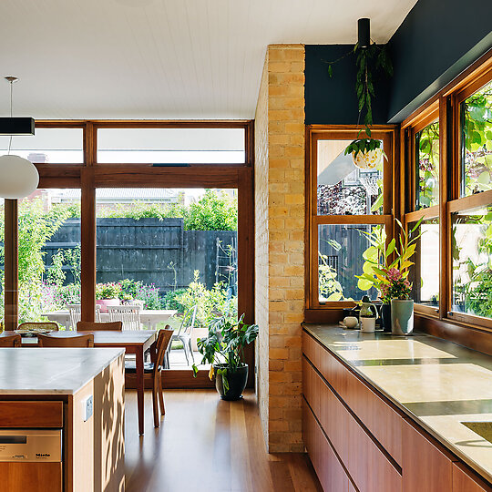 Interior photograph of Brick Bungalow by Adam Gibson