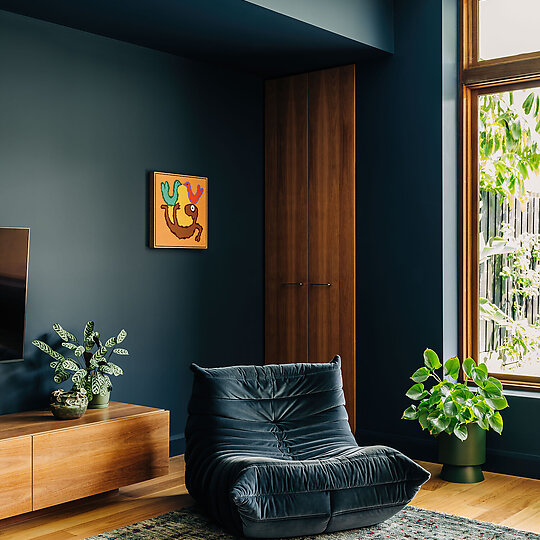 Interior photograph of Brick Bungalow by Adam Gibson