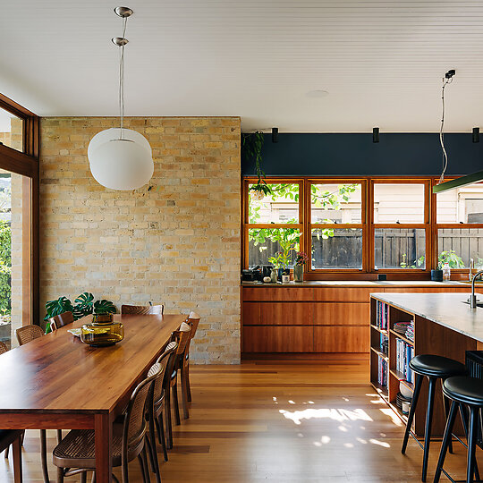 Interior photograph of Brick Bungalow by Adam Gibson