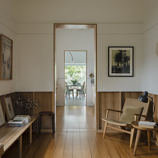 Interior photograph of Red Hill House & Studio by Clinton Weaver