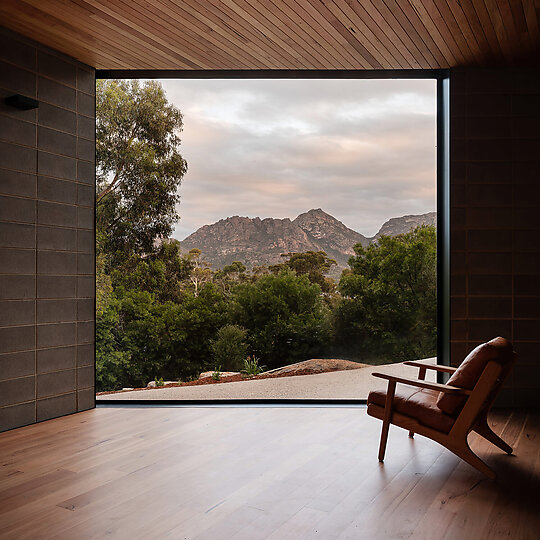 Interior photograph of Coles Bay House by Adam Gibson