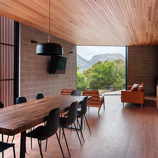 Interior photograph of Coles Bay House by Adam Gibson