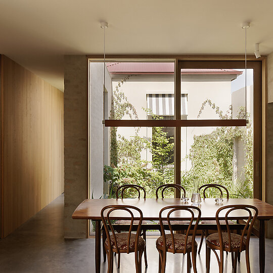 Interior photograph of Oval House by Timothy Kaye