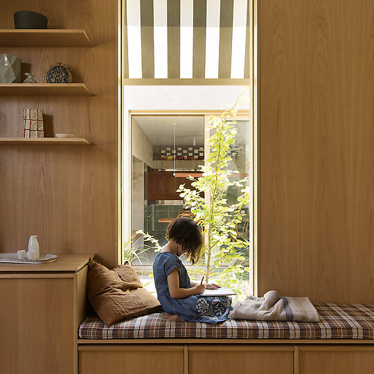 Interior photograph of Oval House by Timothy Kaye
