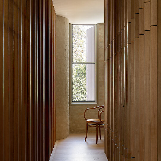 Interior photograph of Oval House by Timothy Kaye