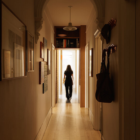 Interior photograph of Oval House by Timothy Kaye