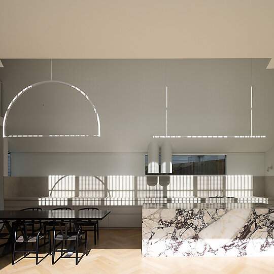Interior photograph of Courtyard House by Simon Whitbread